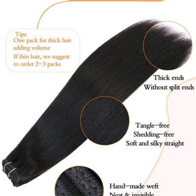 7pcs Clip in Straight Natural Hair Extensions