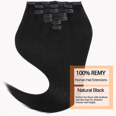 7pcs Clip in Straight Natural Hair Extensions